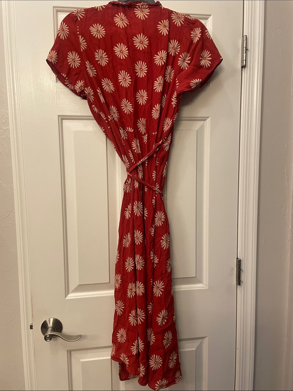 Madewell Red Floral Short Sleeve Wrap Maxi Dress - Picture 6 of 6